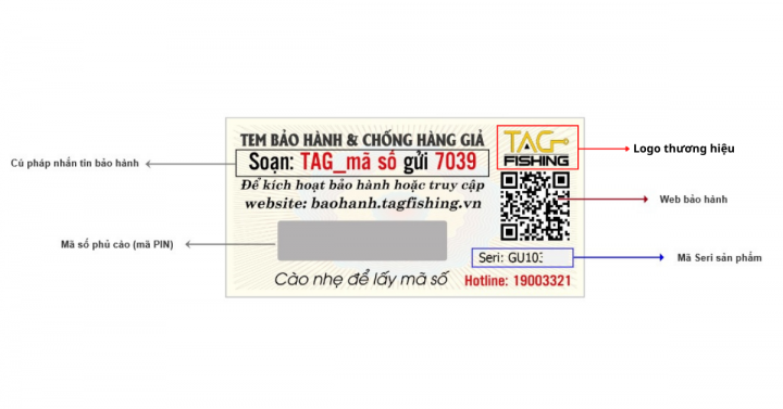 tem bảo hành cần câu cá