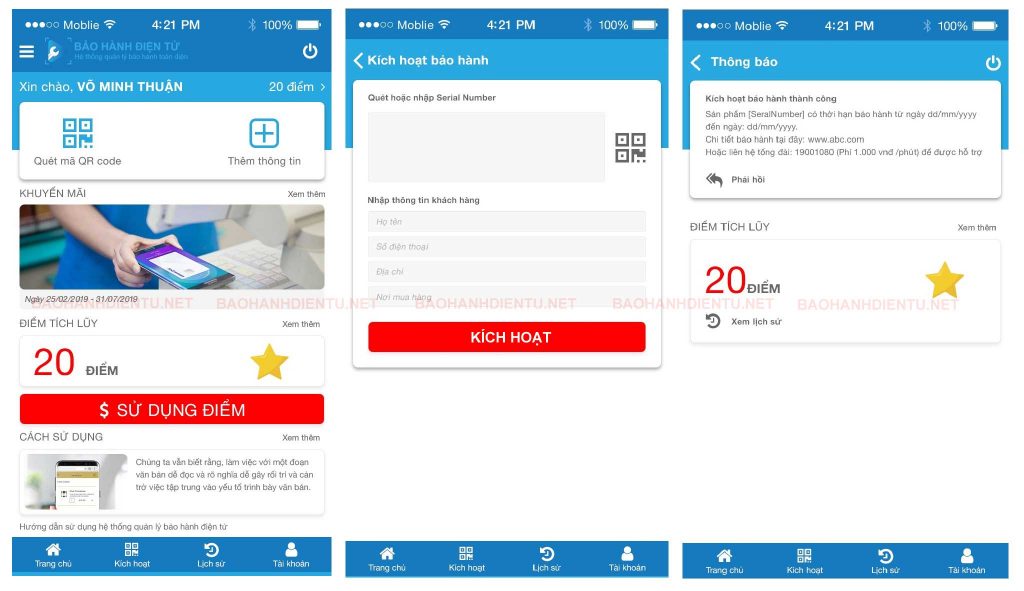 App Bảo hành điện tử