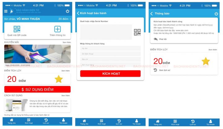 Quản lý bảo hành điện tử bằng app trên di động